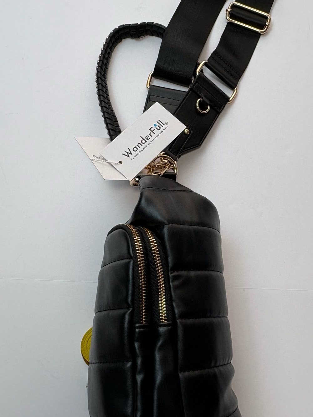 Wander Black Quilted PU Belt Bag with Gold Hardware - Picture 7 of 14